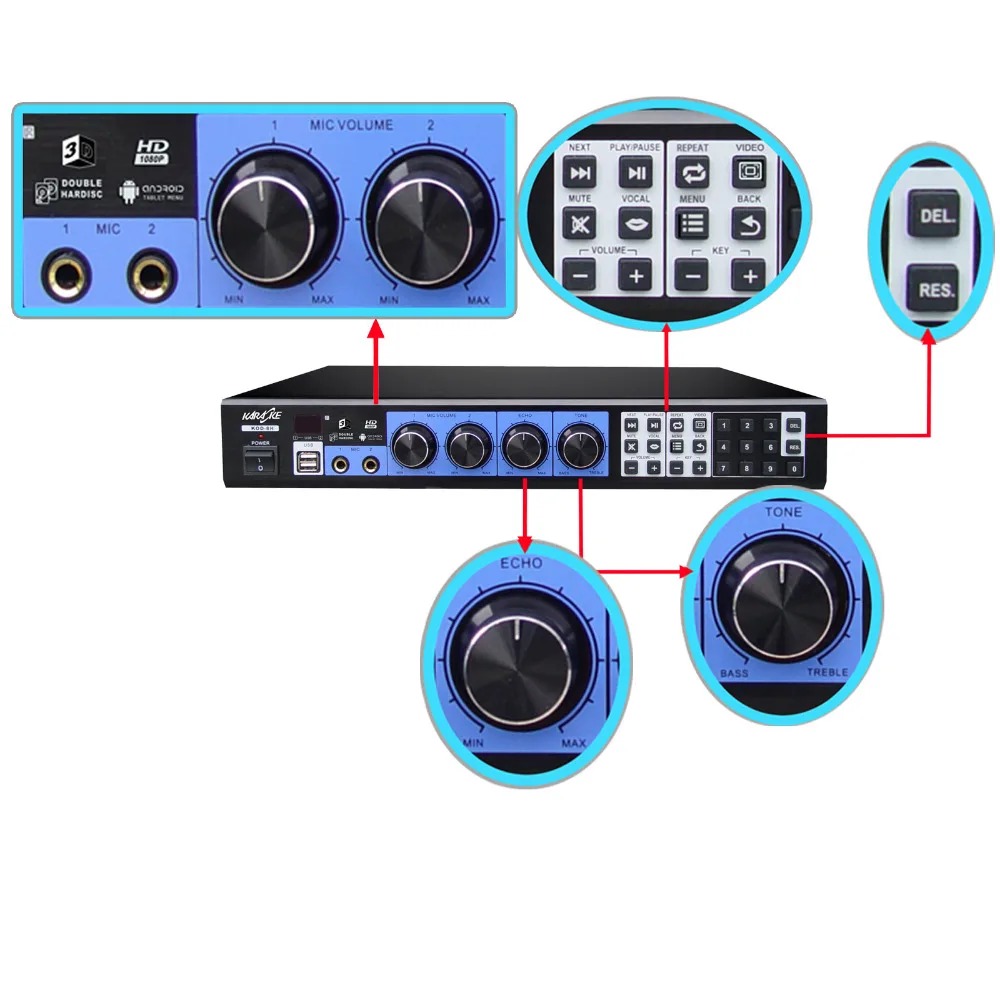 Записываемая Коммерческая караоке система, 2 беспроводной сенсорный экран, 1 кабель сенсорный экран, поддержка 4 ТВ экран HDMI выход, все в одном