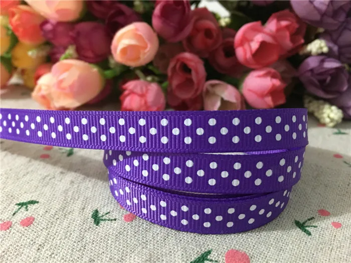 3/8" polka dots printed grosgrain ribbons 10 yards for DIY hairbow
