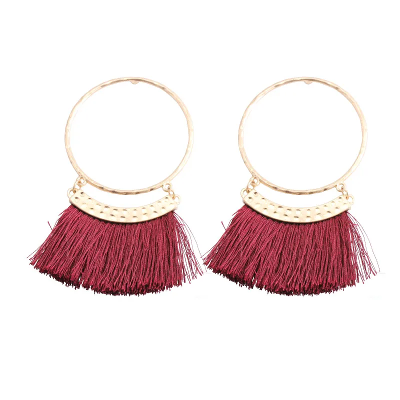 

Beadsland 2017 Fashion Chic Winter Autumn New Drop earring Bohemia Colorful Fan Short Tassel String Women Earring