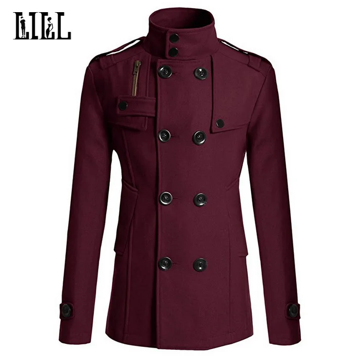 4XL мужское повседневное двубортное шерстяное пальто, мужской кашемировый Тренч в Военном Стиле, мужская зимняя куртка, UMA396