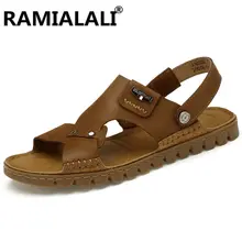 Большие размеры 45, 46, 47, настоящие мужские сандалии из кожи однотонные сандалии ручной работы брендовая мужская обувь zapatos hombre