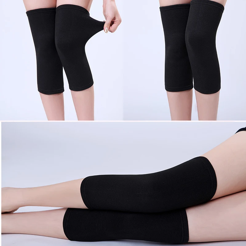 Турмалиновые черные наколенники для поддержки колена, вязанные магнитные наколенники для заботы о здоровье, инфракрасные теплые наколенники для зимы