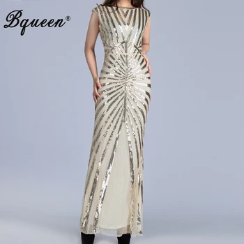 

Bqueen 2019 New Women Sexy Sheath Sleeveless Tank Stripe Sequined Backless Floor Length Party Dress Lady Fashion Dress