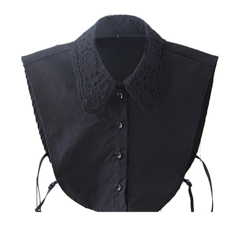 Women Vintage Fake Lace Shirt Blouse Peter Pan Detachable Collar Tie 3 Colors Blouses