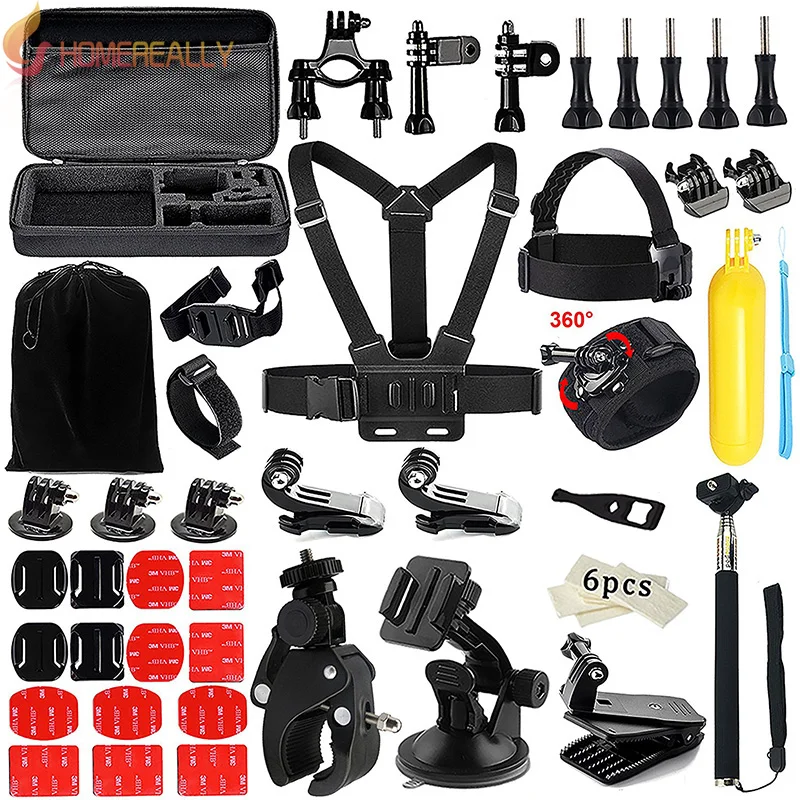 Лучший Homereally 48 В 1 действие Камера набор аксессуаров для GoPro Hero 5 4 3 SJ4000 Связки с Грудь Жгут крепление присоске