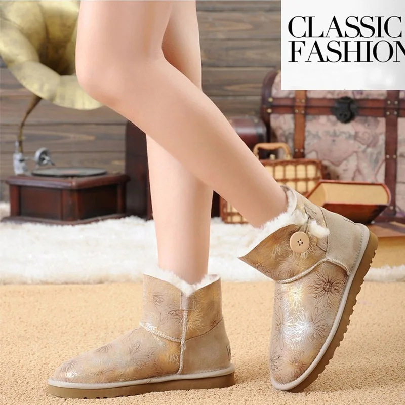 2017 high quality sheep fur boots female waterproof 3352 short boots
