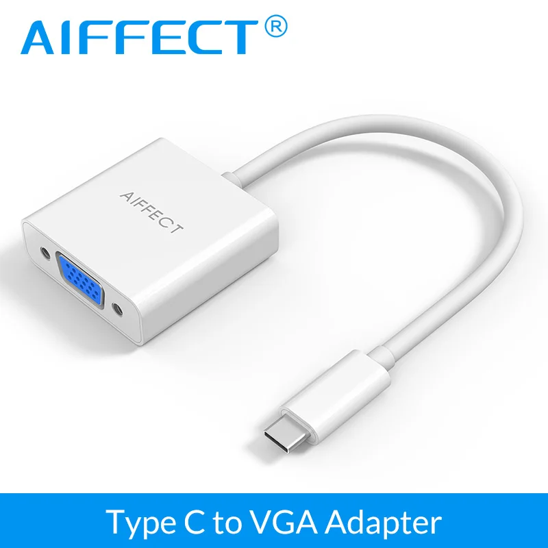 

AIFFECT Type C to VGA Converter Cable for New Macbook Chromebook Pixel Microsoft Lumia 950 / 950XL and other USB-C Devices