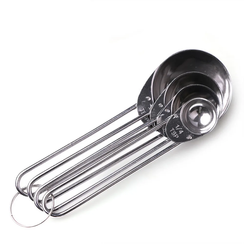 New 5Pcs Stainless Steel Mirror Light Spoon Suit Coffee Spice Spoon Baking Utensil Kitchen Coffee Shop Bar Tool