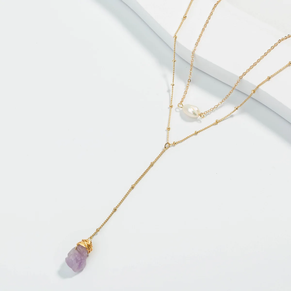 

Stone Pendant Necklace Natural Freshwater Pearl Clavicle Chain 2019 Fashion Jewelry Layered Necklaces for Women Gold Color