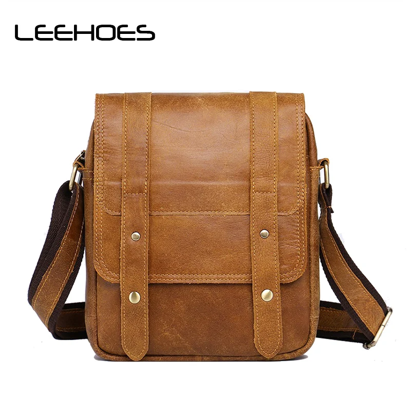 

Genuine Leather Men Square Style Business Bags Soft Surface Wear Shoulder Bag Messenger Bag Fashion Real Leather Crossbody Bags