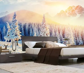 

3d custom wallpaper Nordic beautiful scenery snowy mountains wall mural living room bedroom TV background wallpaper home decor