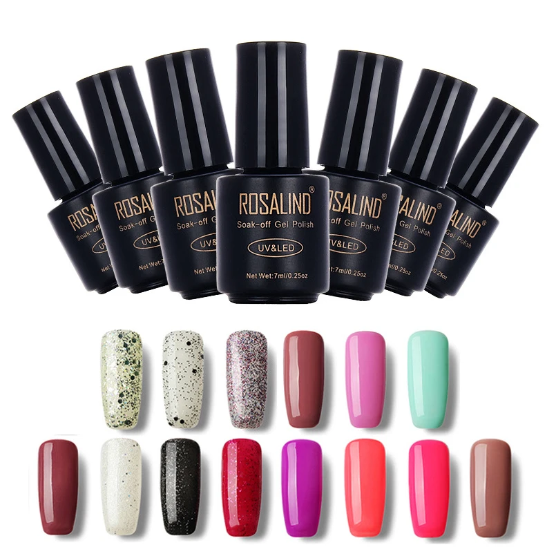 

ROSALIND 7ML Semi Permanent Lacquer Gel Varnish UV&LED Soak Off Nail Gel 30 Colors Gel Polish Nail Art Long Lasting Nail Gel