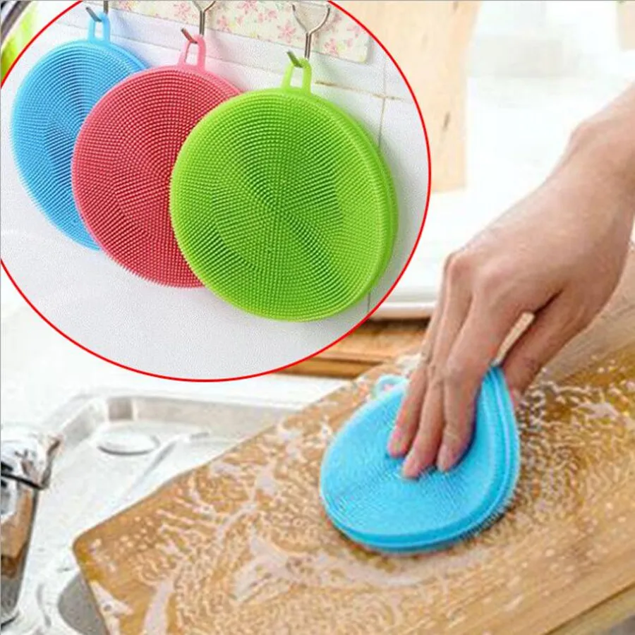 

Multifunction Silicone Dish Bowl Magic Cleaning Brush Scouring Pad Pot Pan Wash Brushes Easy to clean Kitchen Cleaner Tool