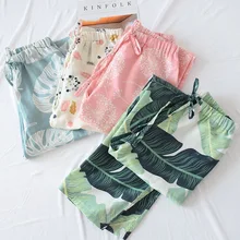 Женская одежда, пижамные штаны, хлопковые Пижамные штаны для женщин, высокая плотность, марлевая ткань, домашние брюки, одежда для сна, женские штаны