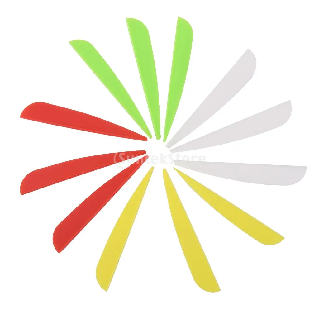 

12pcs Mixed Colors Plastic Archery Arrow fletchings Shooting Hunting 3 inch