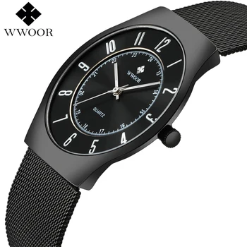 

JAPAN Quartz Watch Casual Ultra thin Wristwatch Business Brand Mesh Straps Analog Black Sports Watches Men's Relogio Masculino