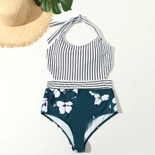 Сексуальные девушки полосатый бикини цельный горячий сексуальный образ девушка бикини для танцев