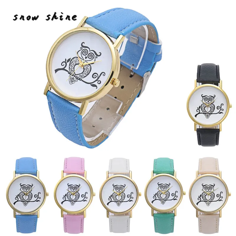 snowshine 10xin Retro OWL Dial Women Leather Analog Quartz Wrist font b Watch b font font
