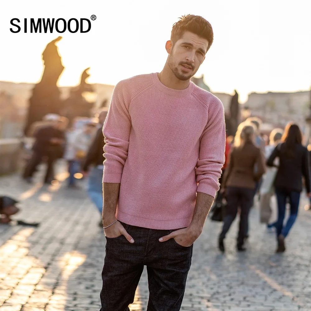 SIMWOOD جديد العلامة التجارية رداء علوي من الصوف الرجال 2019 الخريف الشتاء الأزياء بلوفر مغزول الرجال سترة الكشمير المعنقة عالية الجودة 180369