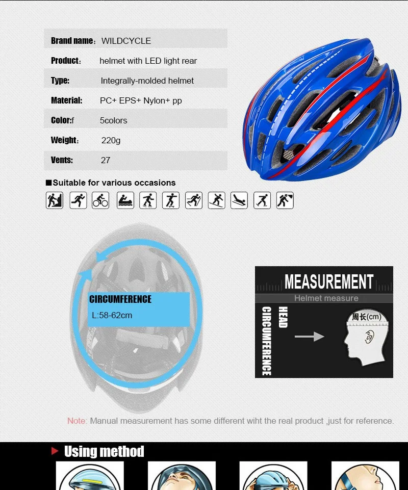10Brand bicycle helmets 220g Ultralight LED Road Bike Helmet MTB Cycling Helmet 54-59cm Casco Ciclismo