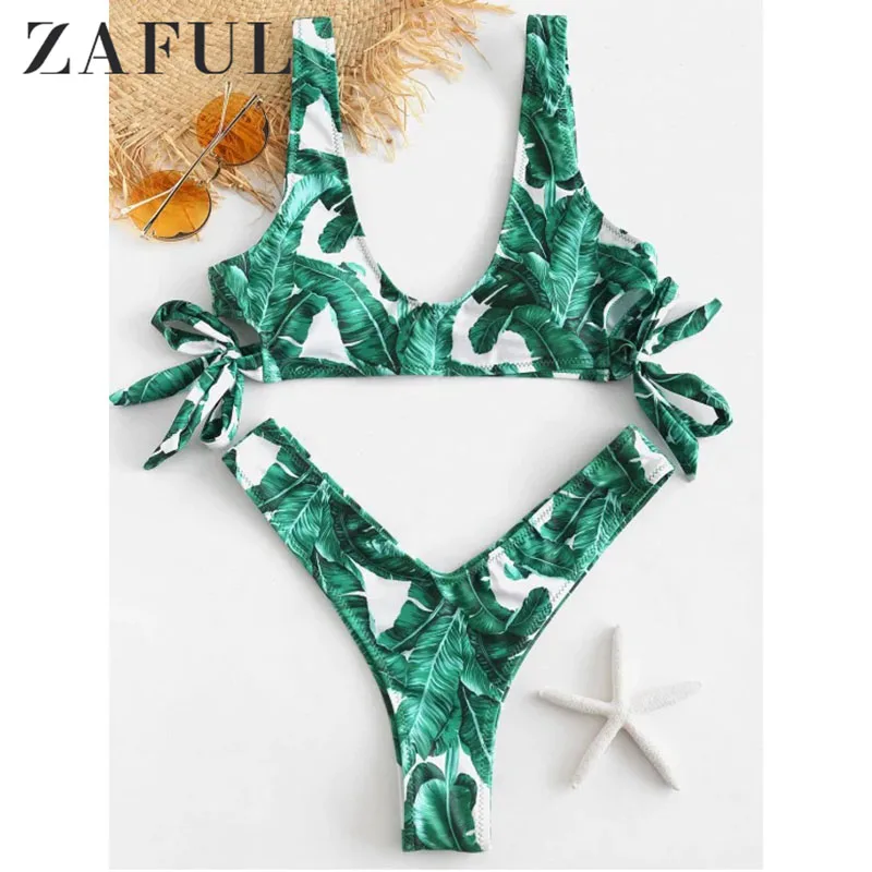 leaf print bikini bottoms