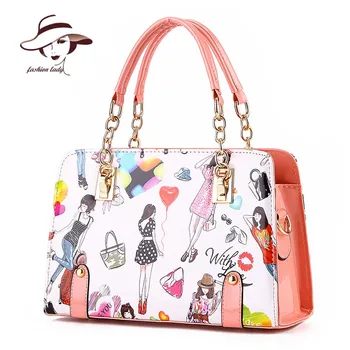 

2020 Women Bag New Fashion Summer Chain Ladies Handbags Cartoon Girl Printed Female Crossbody Bags Casual Shoulder Bags Tote
