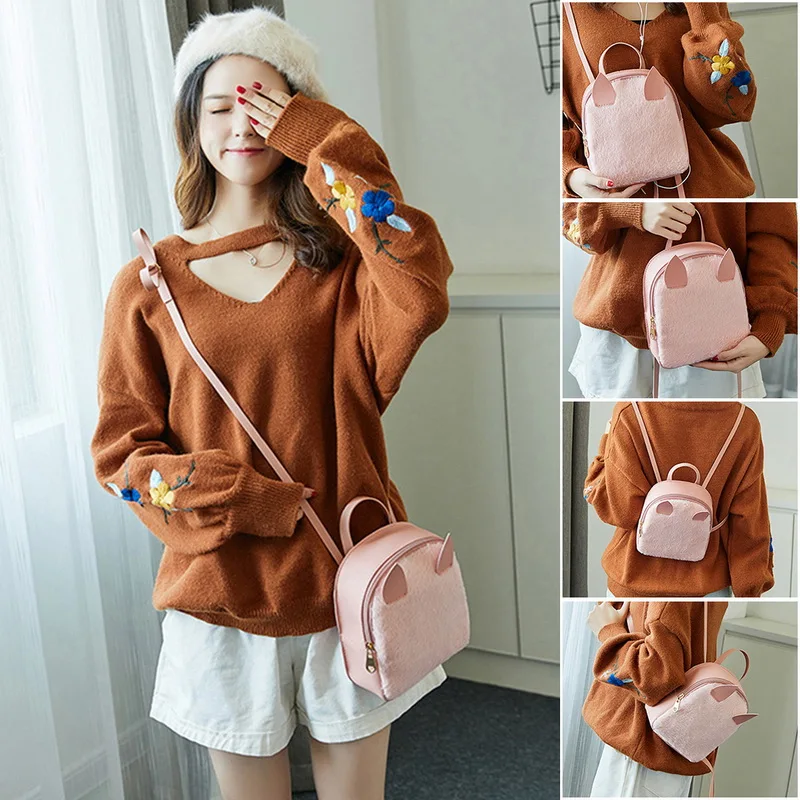 

Women mini Backpack Cute ear Shoulder bag Girls Travel Bag Backpack Mochila Feminina Ladies Backpack Rucksack mochilas 2018