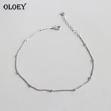 OLOEY Простой Бисероплетение звено цепи ножной браслет для женщин из натуральной 925 пробы Серебряный лодыжки браслет Регулируемая длина хорошее ювелирное изделие YMA017