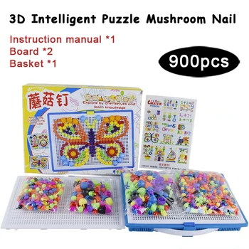 

DOLLRYGA 900pcs Mushroom Nail Intelligent 3D Puzzle Game For Kids Plastic Flashboard Educational Toys For Children Birthday Gift