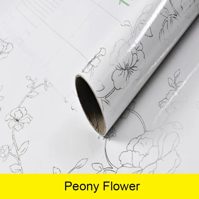 Pearl White DIY Decorative Film PVC Self Adhesive Wall Paper Furniture Renovation Stickers Kitchen Cabinet Waterproof Wallpaper Peony flower
