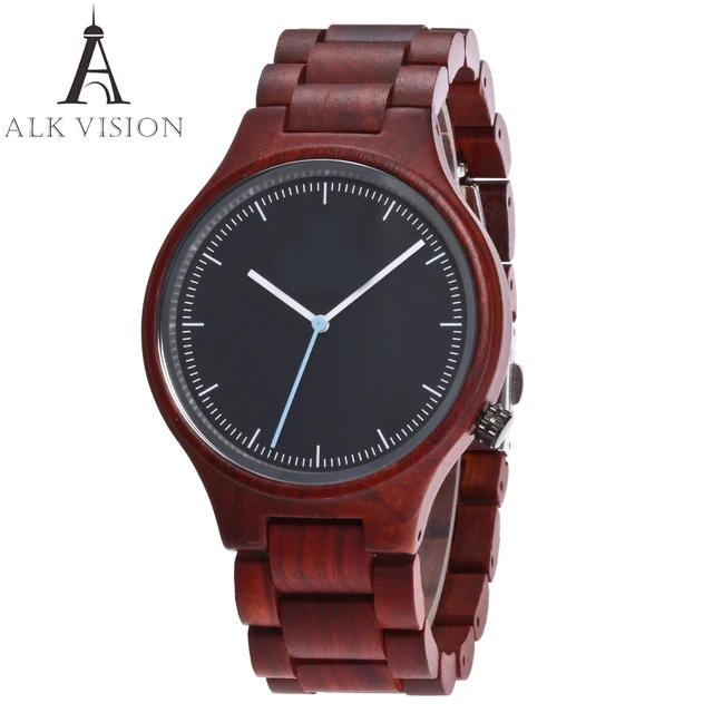 ALK VISION Top Brand Designer Men and Women Wooden Watch Red sandal Wood Quartz ALK VISION Top Brand Designer Men and Women Wooden Watch Red sandal Wood Quartz