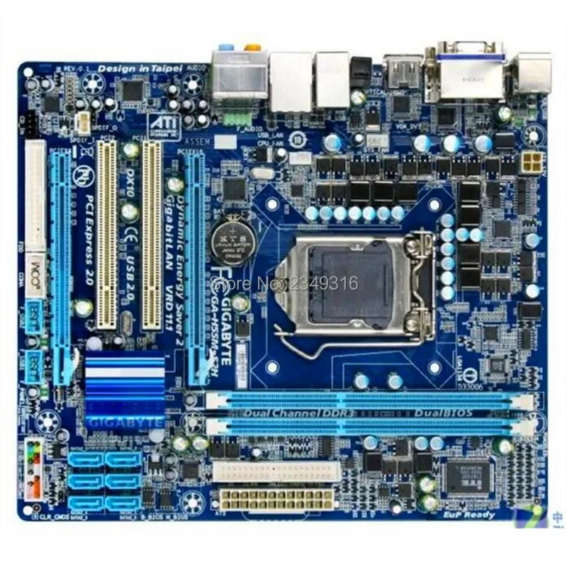 100% оригинальная материнская плата Gigabyte H55M-S2H LGA 1156 GA-H55M-S2H DDR3 десктопная |