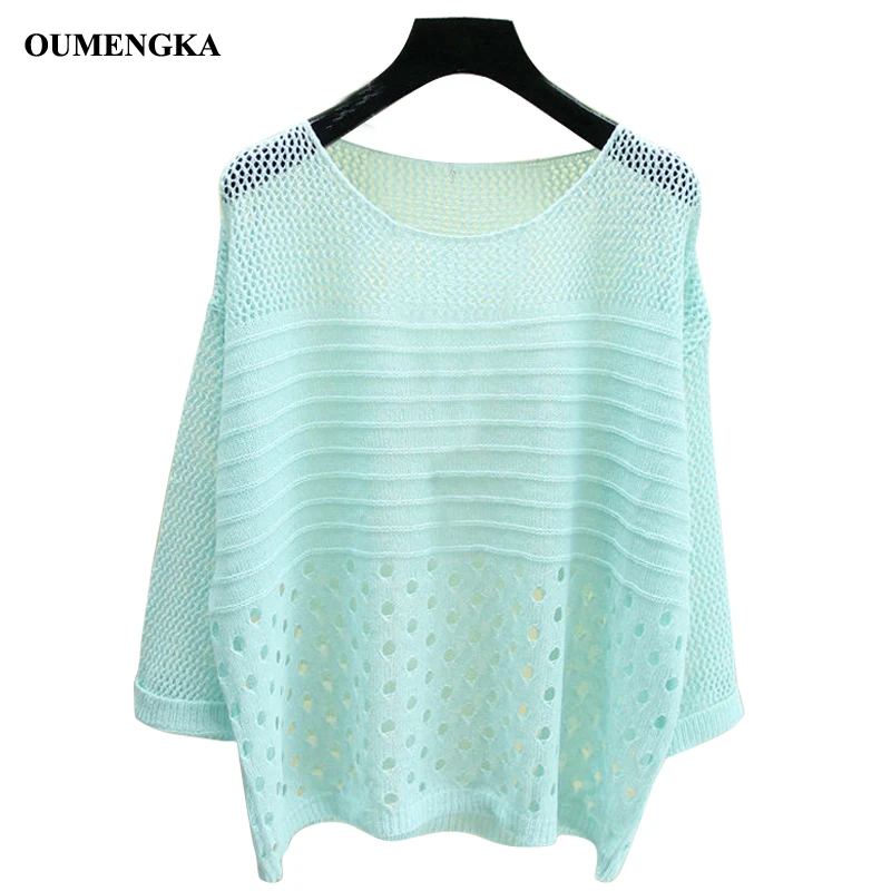 

OUMENGKA Half Sleeve Tshirt Women See Through Transparent Mesh Tops Loose Crop Tee 4 Color T-shirts Fishnet Black