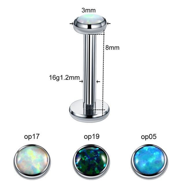 Titanium Labret Nostril Vagina CBR Piercings Opal Ear Septum Helix Cartilage Opal BCR Piercings Micro Dermal Anchor Jewelry