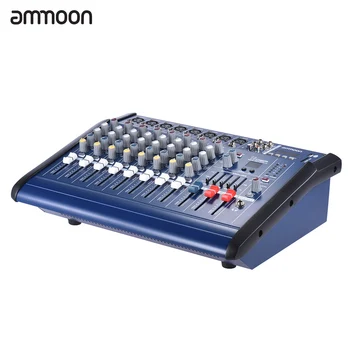 

ammoon 8 Channels Powered Mixer Amplifier Digital Audio Mixing Console Amp with 48V Phantom Power USB/SD Slot for Recording DJ