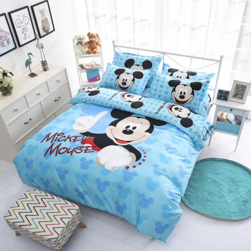 

Kids Bedding set Fitted sheet Soft Pink VS Mickey Mousbed King Children Blue Red Boy and girl Cute cartoon Double XHS0060