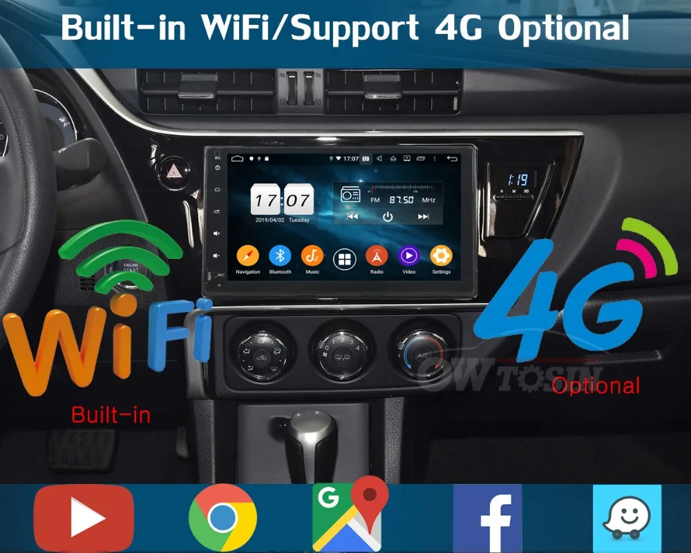 Top 9" IPS 8Core 4G+64G Android 9.0 Car DVD Multimedia Player GPS Radio For Toyota Corolla 2016 2017 2018 2019 DSP CarPlay Parrot BT 9