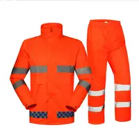 Waterproof Hi Viz Jacket and Pants Fluorescent Orange/Yellow Raincoat