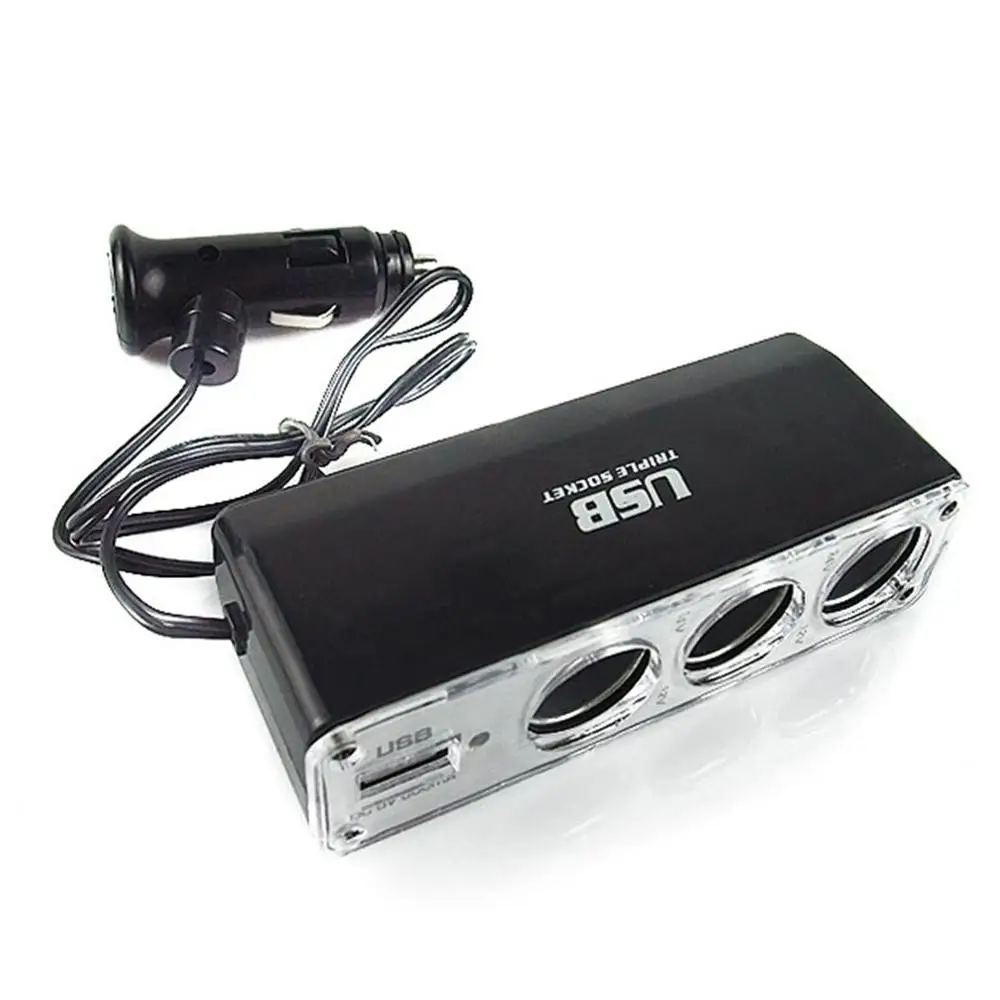 

DC 12V/24V With USB LED Light Switch Universal 2 Way Car Cigarette Lighter Socket Splitter Charger Power Adapter