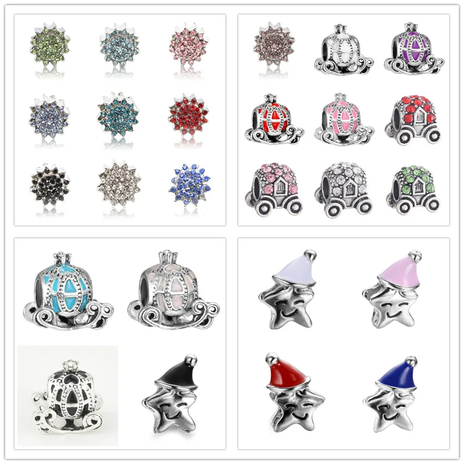 

free shipping 1pc european christmas gift snowflake pumpkin car star diy bead fit Fits pandora Charm Bracelets S005