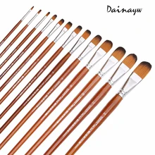 13 Pcs Filbert Brush Set Nylon Hair Long Handle for Watercolor Acrylic oil painting Artist Drawing Tool School Art Supplies