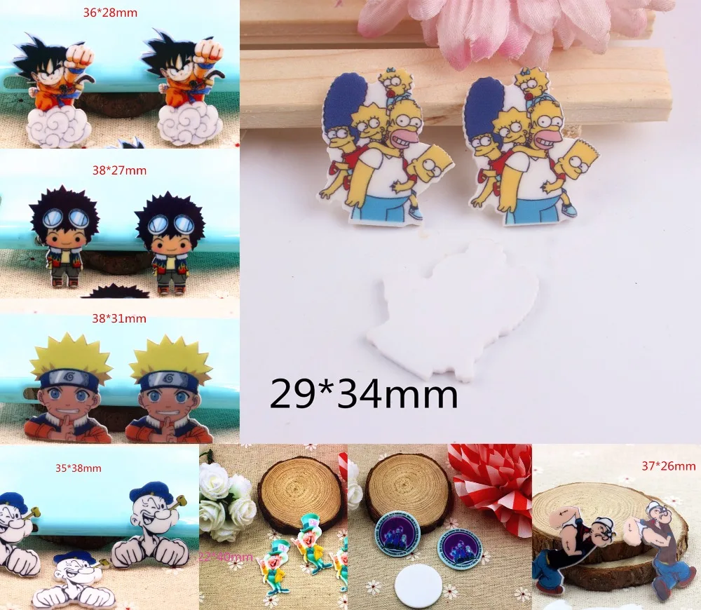 

kawaii Cartoon Simpsons Figurine miniatures Popeye Craft Flat Back Resins Bow Diy home decoration hair Accessories HSZ02