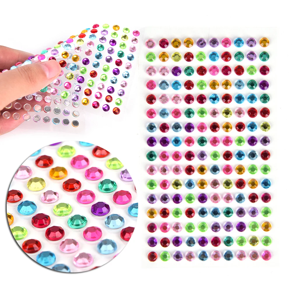 160Pcs/Sheet Body glitter Diy Decal Art Crystal Diamond Bling Rhinestone Self Adhesive Stickers for eyes 5mm | Красота и здоровье
