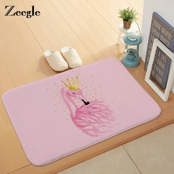 

Floor Mat Anti Slip Doormat for Entrance Door Carpet Rug Flamingo Printed Hallway Floor Rug Flannel Soft Bedside Carpet Foot Mat