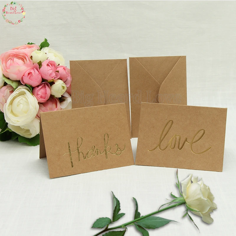 100 шт Пригласительные открытки с надписью «Love Thanks» для свадебного торжества, пригласительные открытки с конвертом для свадебной вечеринки