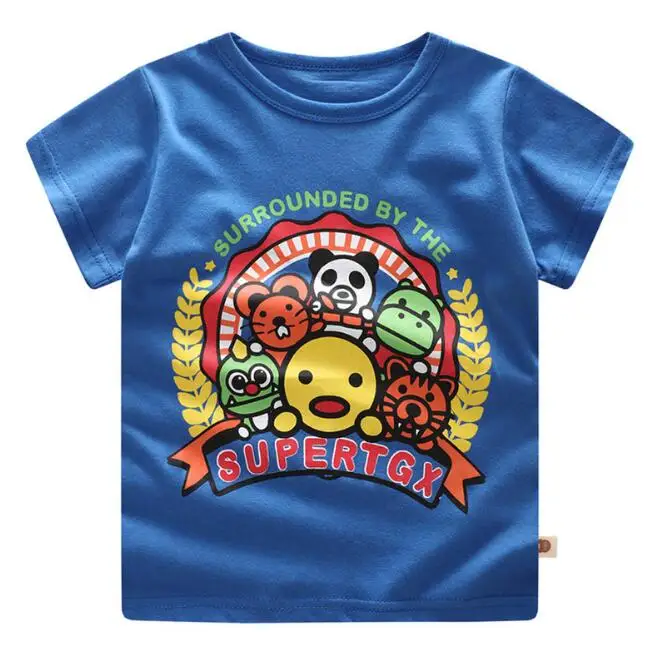 Новинка года; футболка для маленьких мальчиков и девочек; летняя одежда для новорожденных; Детские футболки; футболка с короткими рукавами; хлопковая одежда с героями мультфильмов для малышей - Цвет: TS04