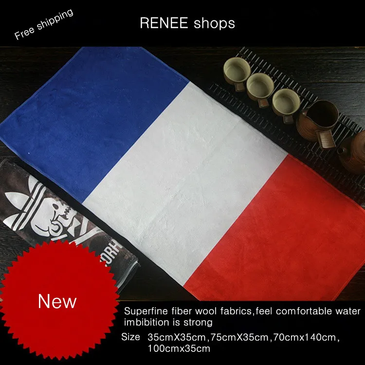 

Superfine fiber fabrics French m67 flag dance fitness basketball football cartoon towel bath towel custom make to order