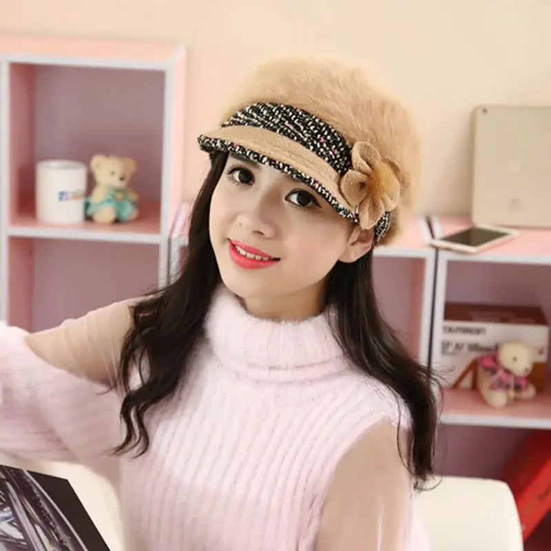 

2016  winter women's hats fashion cap   rabbit fur plush hat for women white color fast delivery