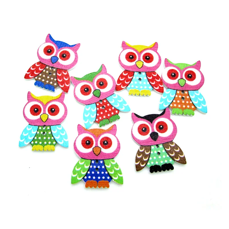 

50pcs Mixed Wooden Owl Buttons For Clothing Needlework Scrapbooking Wood Botones Decorative Crafts Diy Accessories