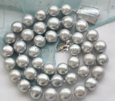 

free shipping >>>>>A++ 20" 12mm GRAY WHITE FRESHWATER PEARL NECKLACE MABE